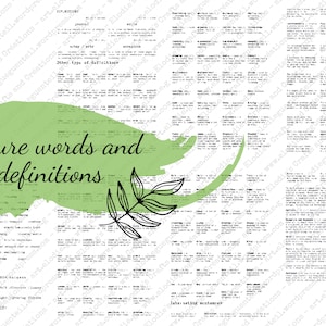 7 pages de mots et définitions sur la nature et la forêt - téléchargement immédiat / numérique / imprimable, pour scrapbooking junk journal