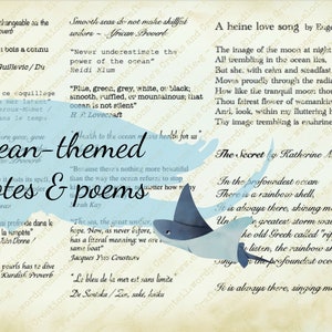 OZEAN-Zitate, Gedichte, Seiten - zum Ausdrucken - digitaler Download, Journalzubehör für Scrapbooking, Junk-Journaling, Meeresliebhaber, Schriftsteller
