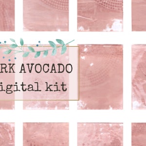 DARK Avocado gefärbte Seiten - Digital Kit, Printable Paper, Junk Journaling Bedarf, Briefpapier, Wallpaper
