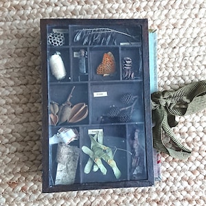 Botanist Lapbook Junk Journal with a bow - handmade notebook for nature journaling and scrapbook