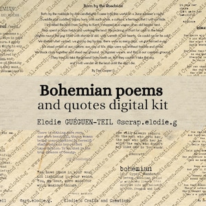 BOHO BOHÈME definitions, citations et poèmes ! téléchargement immédiat, fournitures de scrapbooking, junk journal, vintage
