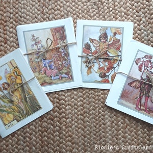 Pacchetto di pagine di libri vintage Flower Fairies di Cicely Mary Barker - Tavole illustrate a colori vintage, collage di effimeri, album di ritagli, diario spazzatura