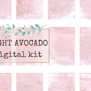 Páginas tingidas de abacate LIGHT - kit digital, papel para impressão, material para registro no diário, papel de carta, papéis de parede
