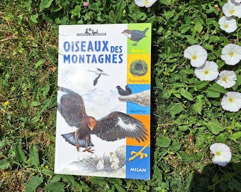 Oiseaux des Montagnes, Vintage book illustrated with watercolour colour plates, journal supplies for scrapbooking, junk journaling