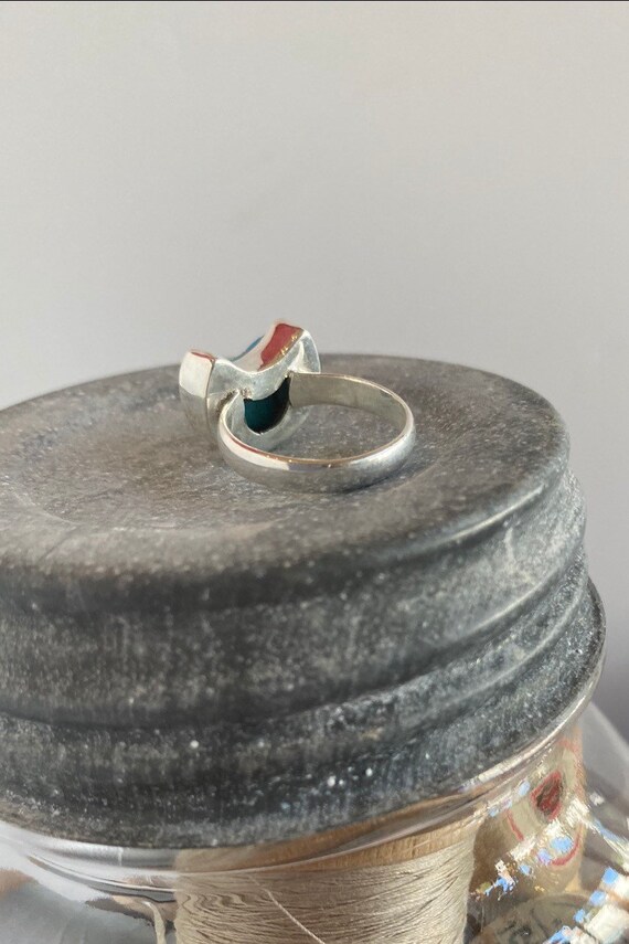 Sterling Silver and Turquoise Crescent Moon Ring - image 4