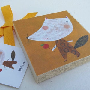 Quadretto animaletti, bomboniera nascita, battesimo, compleanno, regalo, quadretto volpe