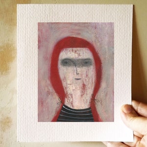 Susy, original artwork, acrylic illustration, tiny female portrait image 3