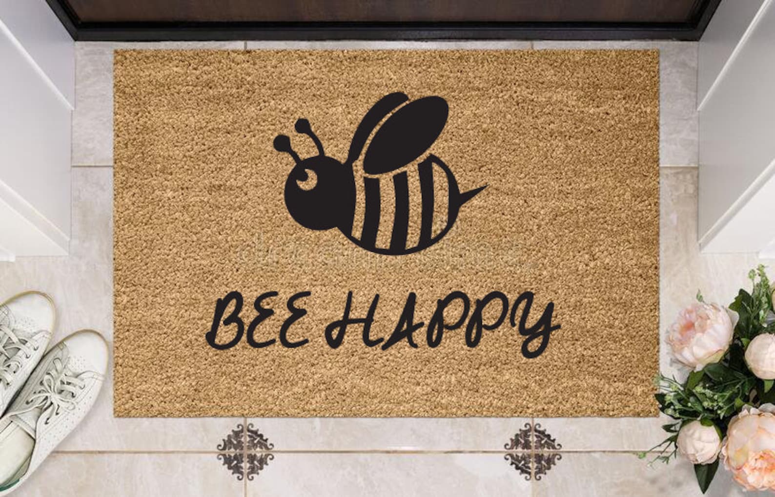 Bee Happy Doormat DoormatFront DoormatCoir Etsy