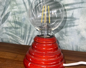 Handmade Red Ceramic Table Lamp Unique Pottery Lamp for Living Room & Bedroom, Boho Home Decor Lighting, Artisan Ceramic Art | ArtistPauline