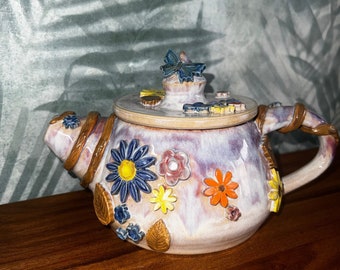 Handmade Ceramic Tea Set – Teapot & Cups – Rustic Stoneware Teaware – Unique Artisan Gift for Tea Lovers – European Style Artist Pauline