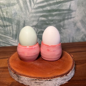 Handmade Pink Ceramic Egg Cups – Set of 2 | Rustic Pottery for Breakfast | Gift for Kitchen Lovers I ArtistPauline