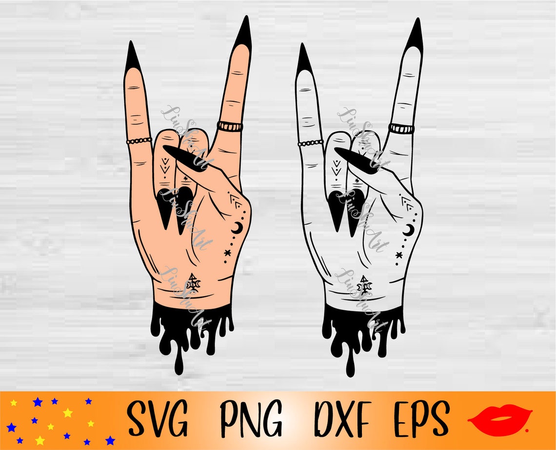 Peace Witch Fingers Svg-rock Witch Fingers Svg-gothic Witch | Etsy