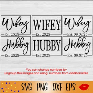 Esposo y esposa, casados en 2025 (Svg) - Esposo y esposa PNG - Monograma de aniversario de 2025 (Svg) - Novios - Matrimonio - Archivos para Silhouette Cameo