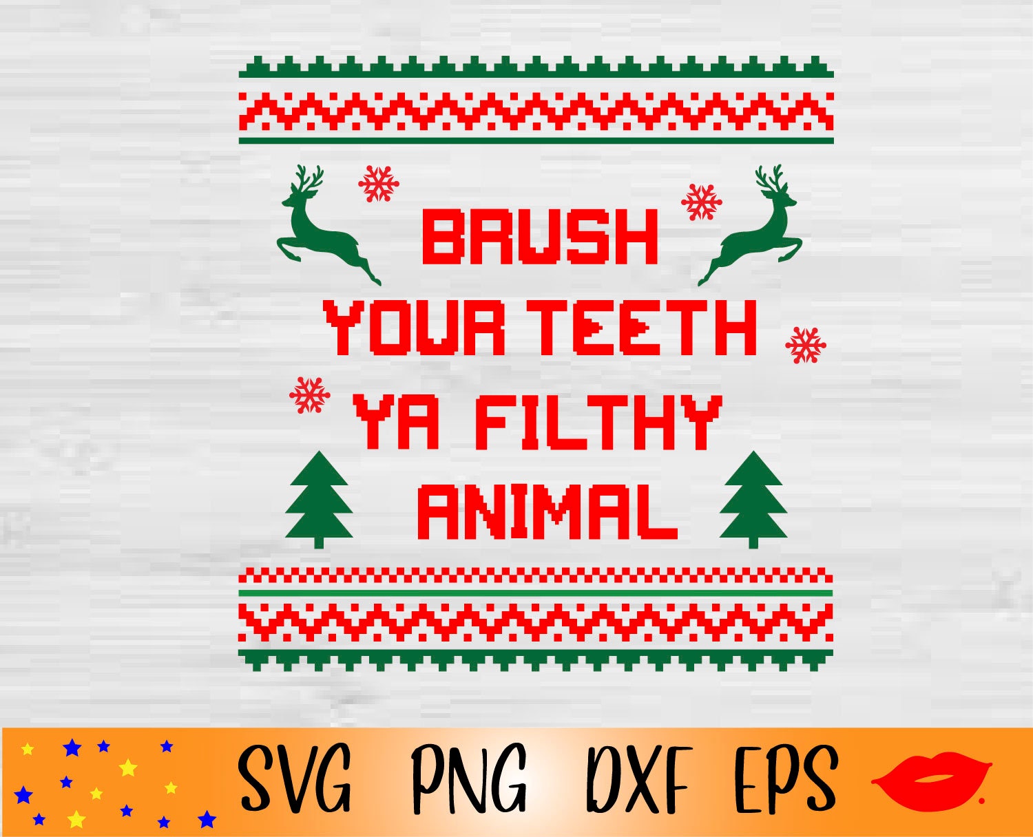 Brush Your Teeth Ya Fhilty Animal Svgdental Christmas Sweater Etsy