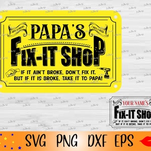 Etichetta del negozio Fix-it di Papa SVG-personalizzata del negozio Fix-it di papà PNG-Vintage Garage etichette file in formato SVG-regalo per papà file dxf-eps di progettazione digitale fai da te