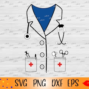 Camisa de casaco médico SVG-uniforme de enfermeira para copo PNG-camisa de festa de médico svg-uniforme de fantasia de enfermeira svg-assistente médico-design digital-eps