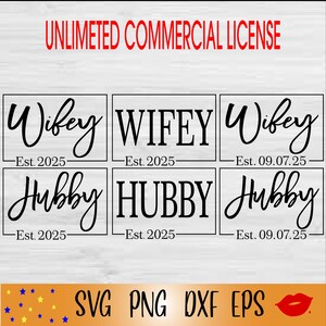Hubby Wife est 2025 Svg na nieograniczoną licencję komercyjną-Mąż Żona PNG-Rocznica-Panna Młoda Pan Młody-Małżeństwo-Pliki dla Silhouette Cameo