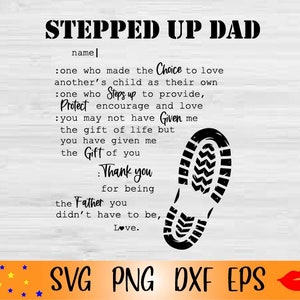 STEPPED UP DAD svg-stap vader png-Aangepaste stiefvader bestanden voor tuimelaar-vader cadeau idee-Vaderdag-Bonus vader svg-digitale download