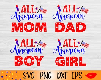 All American Family SVG Bundle, 4th July Patriotic Designs (Digital Download)