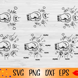 Personaliseer vuist hobbel set SVG-Vaderdag kinderen Fist Bump PNG-Baby Peuter cadeau-digitale ontwerpen-kids handen vector-AANPASSEN Vaderdag SVG