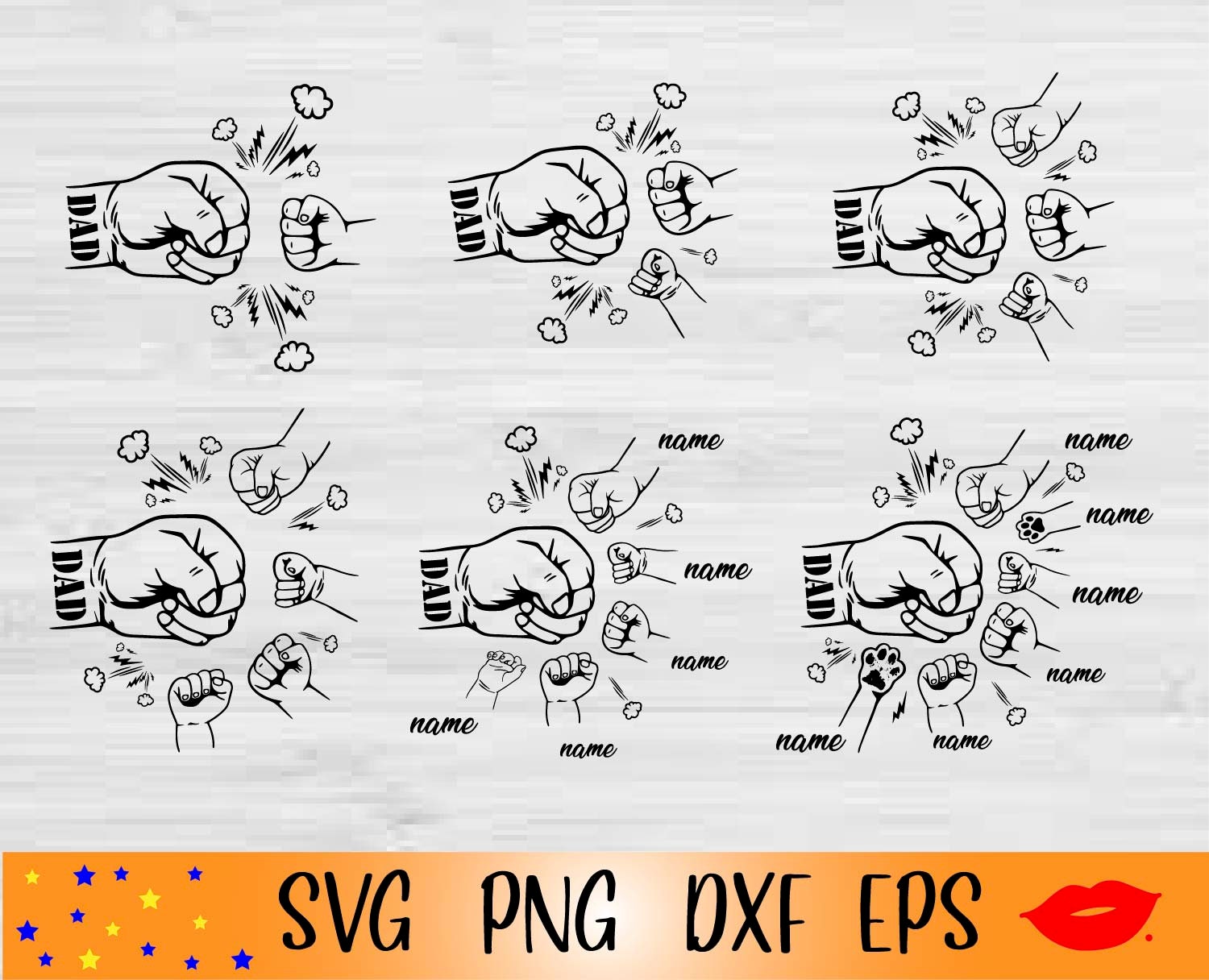 Personalize fist bump set SVG-Father's Day kids Fist Bump PNG-Baby Toddler gift-digital Designs-kids hands vector-CUSTOMIZE Father's Day svg