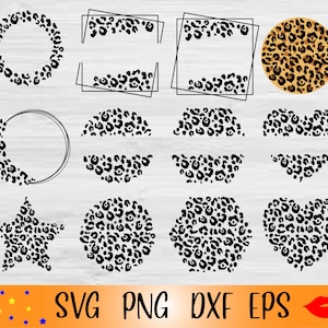 leopard Circle monogram bundle SVG-leopard Frame Circle PNG-Chetar print DIY-Tumbler Graphics-Leopard heart-Digital download