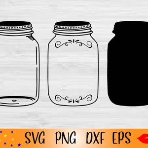 Fichiers à repasser Mason Jar SVG-ferme vintage ball png-cuisine svg-bocal en conserve dxf-pot vide pour fichiers Cricut pour camée Silhouette