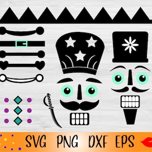 Elementos do copo quebra-nozes SVG-Quebra-nozes png-face do quebra-nozes design digital-Arquivo de corte do quebra-nozes para Silhouette Cameo
