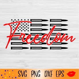 Bandera de balas de la LIBERTAD SVG - Bandera de bala militar PNG - Diseño de camiseta - Archivos para Cricut - Archivos para Silhouette Cameo - Día de la Independencia