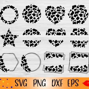 Cow Circle monogram bundle SVG-COW Frame Circle PNG-cow print element svg-Cow Print Pattern-Chetar print for tumbler-Digital download