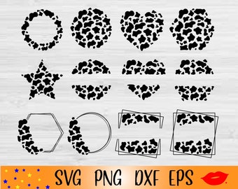 Cow Circle monogram bundle SVG-COW Frame Circle PNG-cow print element svg-Cow Print Pattern-Chetar print for tumbler-Digital download