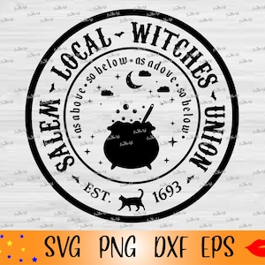Salem Local Witches Union Svg labels-Halloween witch PNG label-Witch shirt clipart svg-digital files for Cricut-Files for Silhouette Cameo