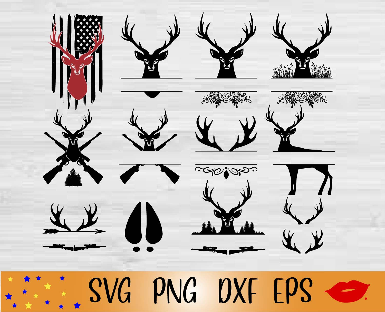 Deer hunting split monogram bundle SVG-deer monogram svg-Monogram Frame Deer PNG-deer antres-tumbler DIY iron on-split name svg-dxf-eps file