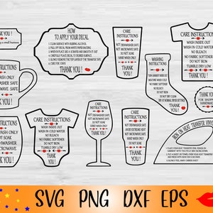 Care card instructions bundle SVG-Mug care card png-Care card Printable transfer-Digital download