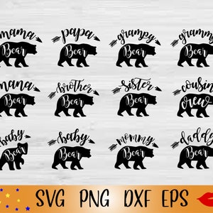 Famille d'ours SVG-ours signe Decor png-maman ours svg-bébé ours svg-drôle bébé grenouillère-fichiers pour Cricut-impression numérique svg-dxf-eps