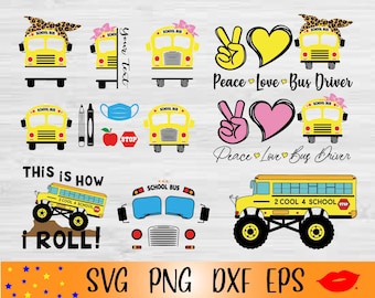 School Bus Monogram SVG Bundle, Back to School (Digital Files)