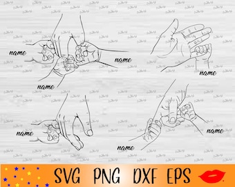 Dad and baby holding hands SVG-Personalized daddy and baby hends PNG-files for Cricut-for Silhouette Cameo-beby hends vector-Fathers day dxf