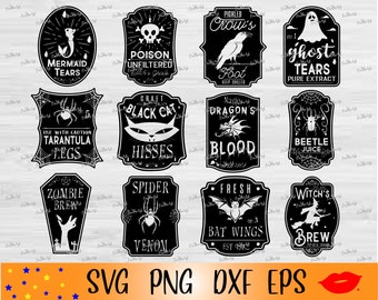 Halloween witch's potion labels SVG-Halloween Labels PNG-Digital Halloween Labels-Apothecary Labels DIY-digital download