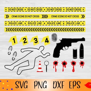 Politie Tape elementen SVG-Caution Tape voor Tumbler Svg-Evidence Marker PNG-Mystery Detective Party MUG-svg-bestanden voor Cricut-digitale download