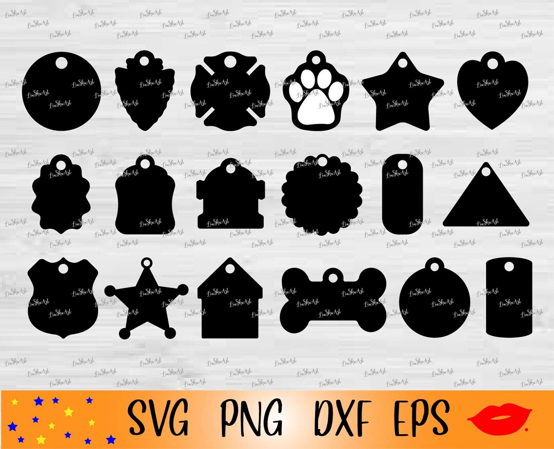 Dog Tag Template SVGID PET Tags Svgdog Collar Dxf Filesdog Tag Iron