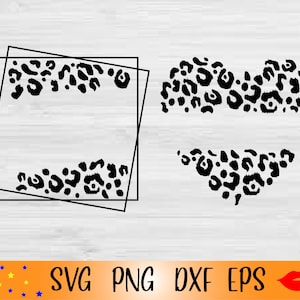 May include: A digital design featuring a leopard print pattern. The design includes a square frame with a leopard print border and two separate leopard print shapes.