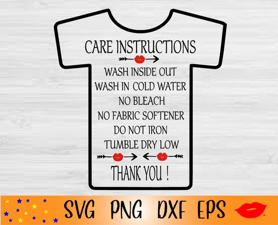 T-shirt Care Card Svg-care Card Printable Transfer-care - Etsy