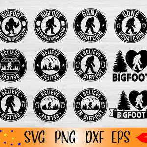 Bigfoot believe labels SVG-bigfoot beer drinking club labels svg-believe in bigfoot PNG-Gone Squatchin cup label- clipart-digital design-dxf