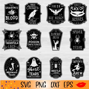 Halloween witch&#39;s potion labels SVG-Halloween Labels PNG-Digital Halloween Labels-Apothecary Labels DIY-digital download-Halloween Stickers