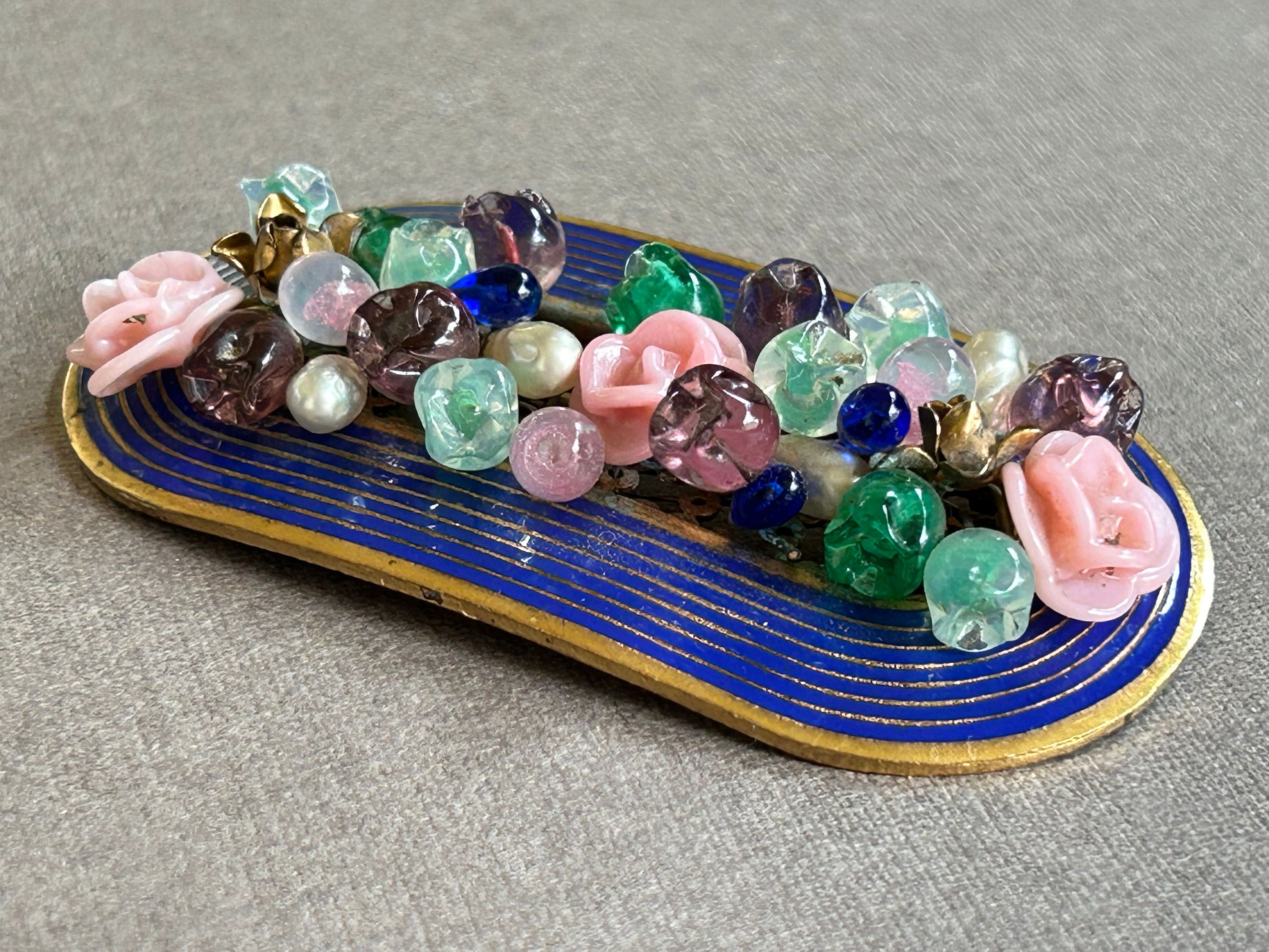 Broche Vintage Louis Rousselet Océan Bleu - Bijou Ancien - Occasion