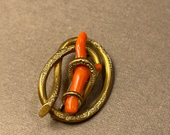 Morceau de géode d'agate polie et Corail en bronze doré - Les Puces de