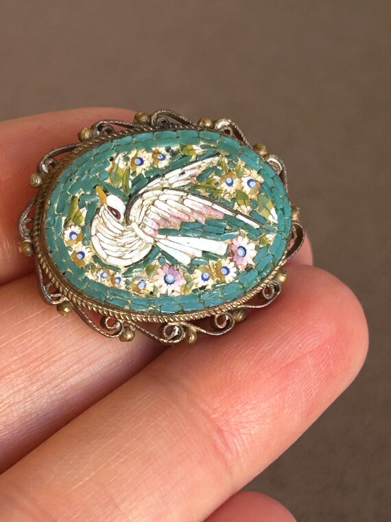 Bijou Vintage 19ème Broche Ancienne En Or 18K Et Micro-mosaïque Insecte - Fin 19ème Siècle - Occasion Or Ancien