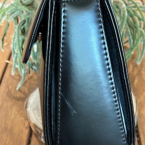 Vintage Courrèges Parfums Paris Black Handbag – 1980s Minimalist Structured Bag image 4