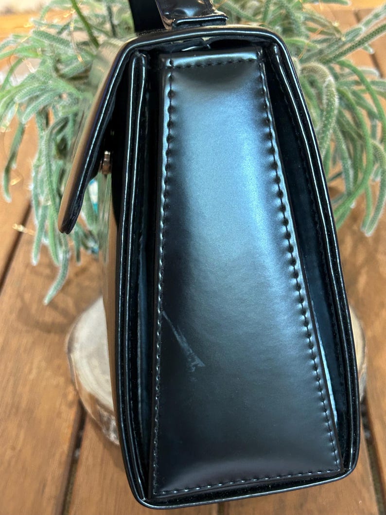 Vintage Courrèges Parfums Paris Black Handbag – 1980s Minimalist Structured Bag image 4