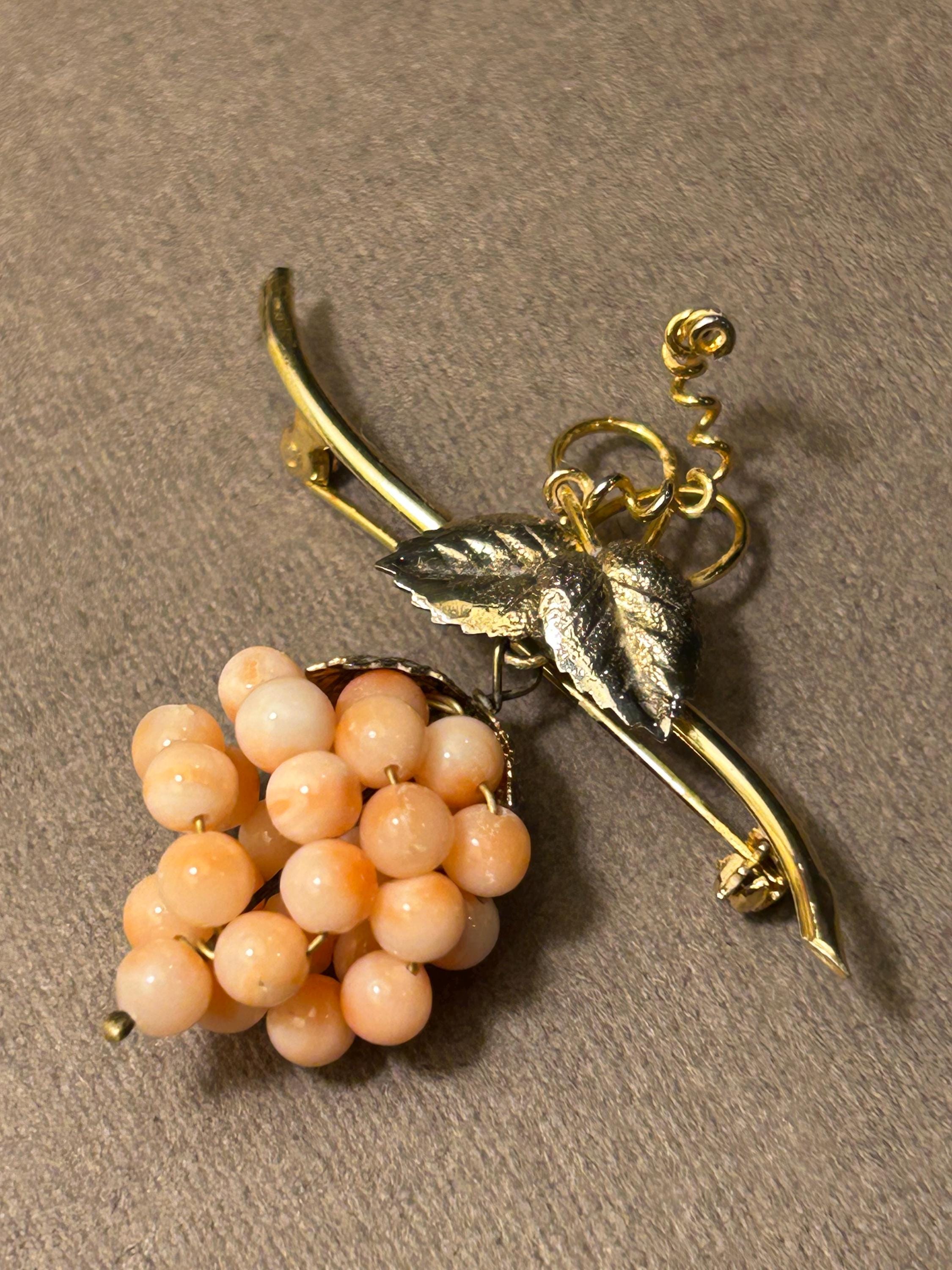 Broche Ancienne Vermeil Argent Massif Avec Perle Rose Et Corail - Bijou Vintage Argent Et Coral